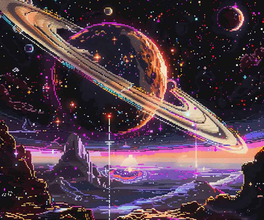 Podkładka pod mysz galaktyka pixelowa S